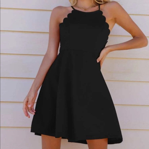 Scallop Trim Solid Cami Dress - Picture 1 of 7